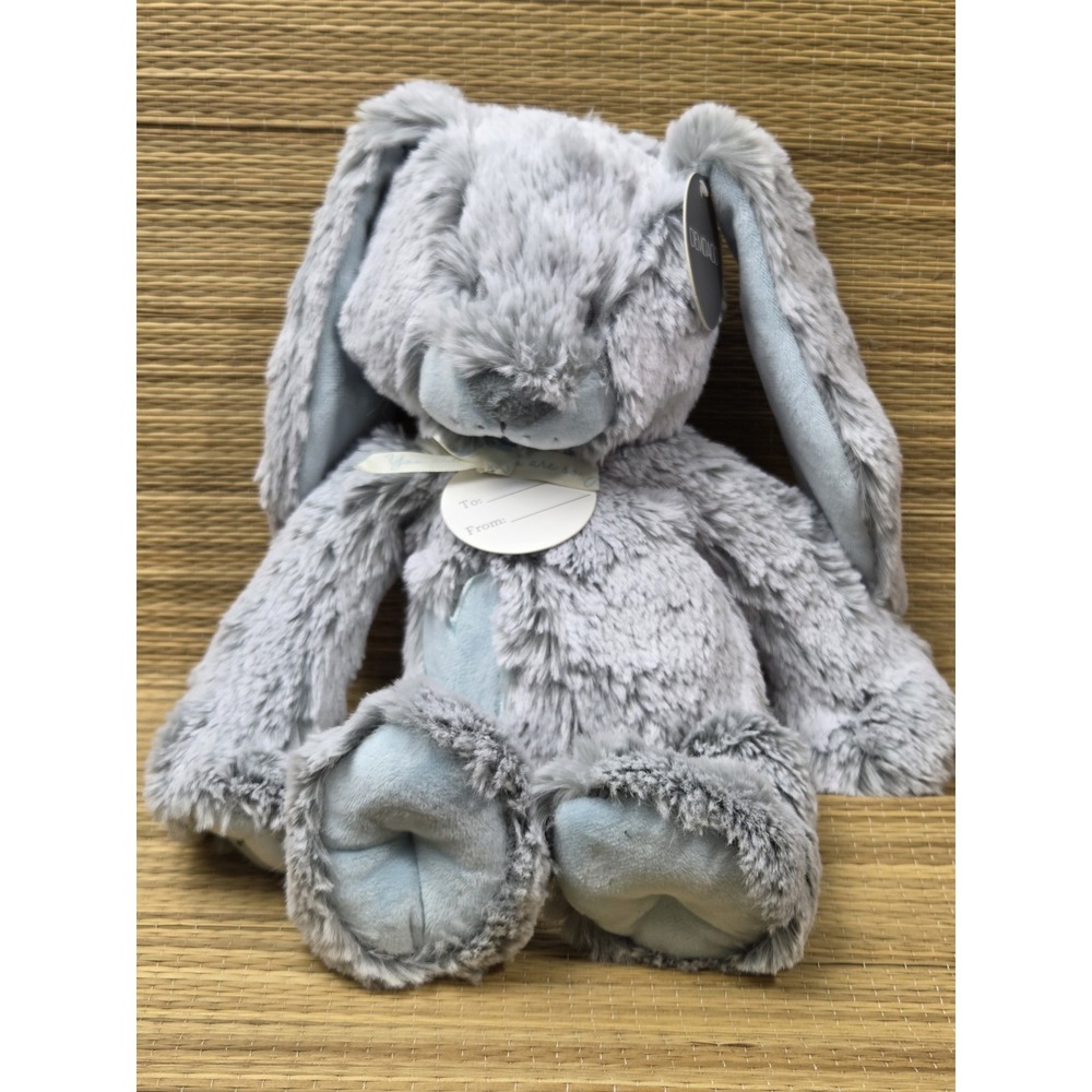 Demdaco Grey Bkue Bunny Rabbit Plush You Are So Very Loved Heart SUPER SOFT